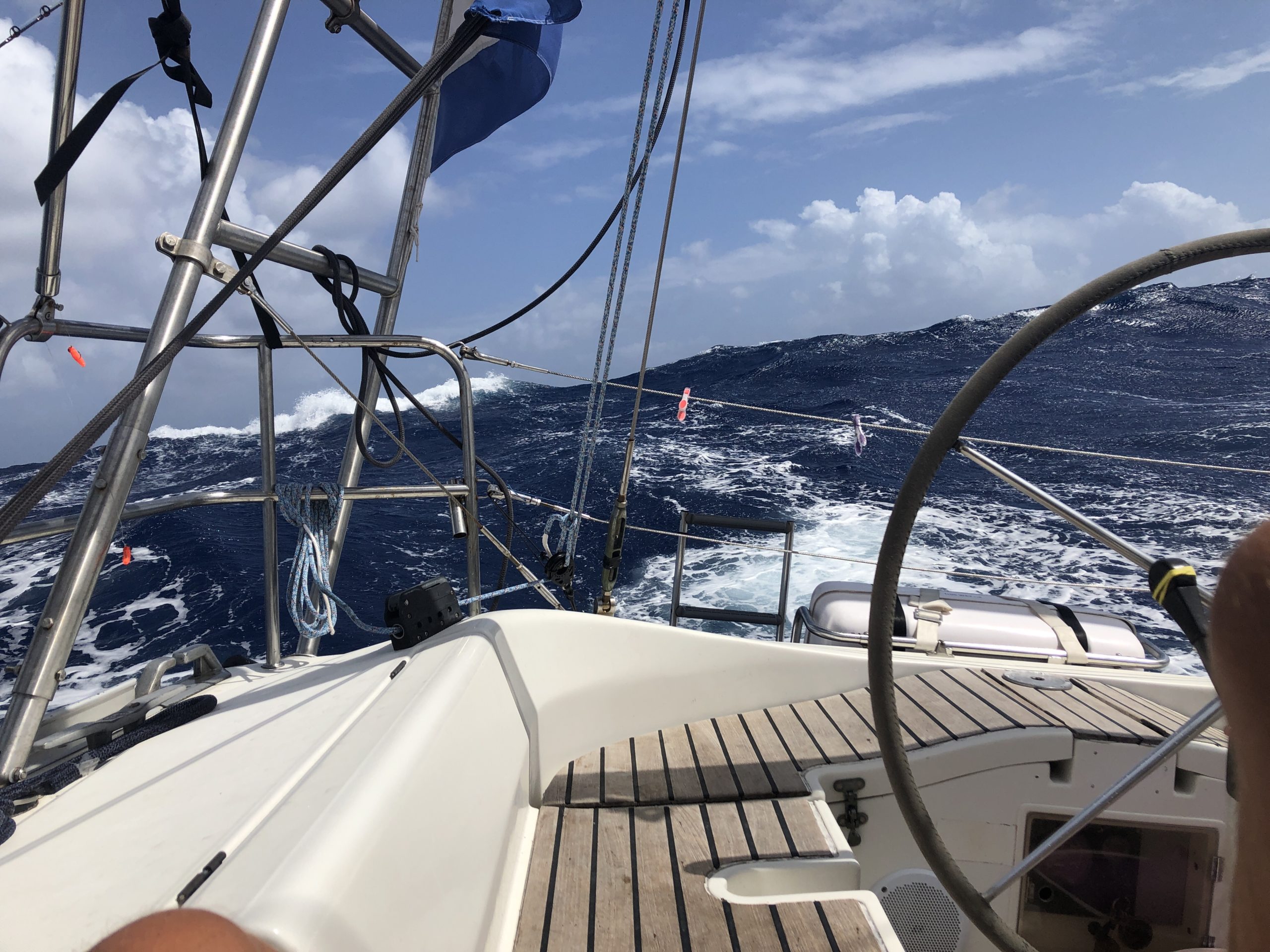 Zeilen rond de wereld atlantische oceaan Caribisch gebied barbados bridgetown varen zeilboot familie water zee anker 